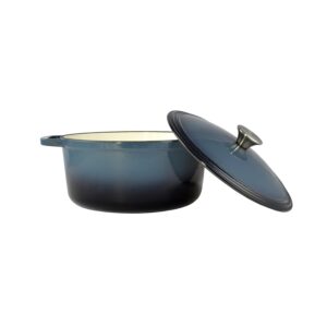 Zománcozott öntöttvas lábas - 28 cm - 6,5 literes (Acélkék)